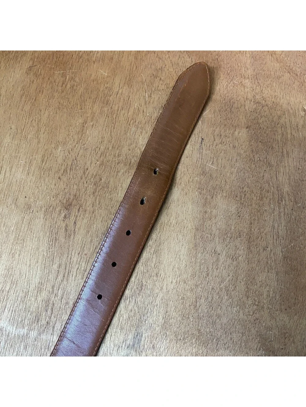 Brooks Brothers 346 Brown Genuine Leather Belt Mens Size 38/95 Gold Buckle